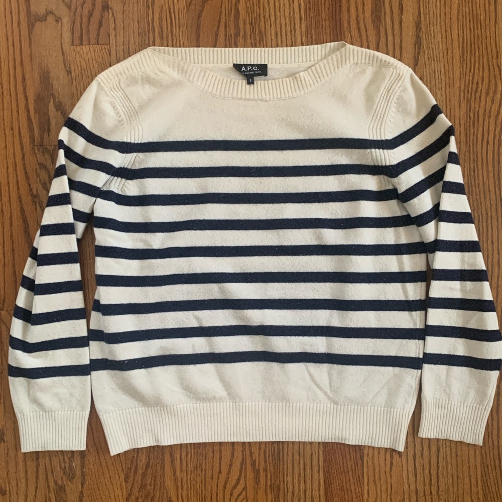 APC Navy Stripe Boatneck Sweater